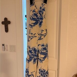 Spyder Women's Cream and Blue Floral Overalls